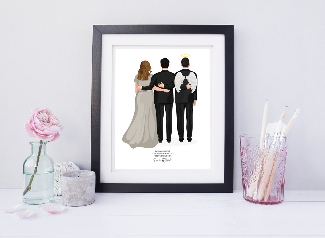 Groom With Angel Dad Memorial Custom Wedding Day Keepsake Poster - Image 5