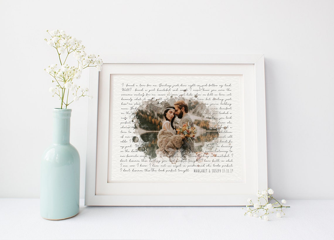 Perfect by Ed Sheeran Wedding Day Song Lyrics Photo Wall Art - Image 3