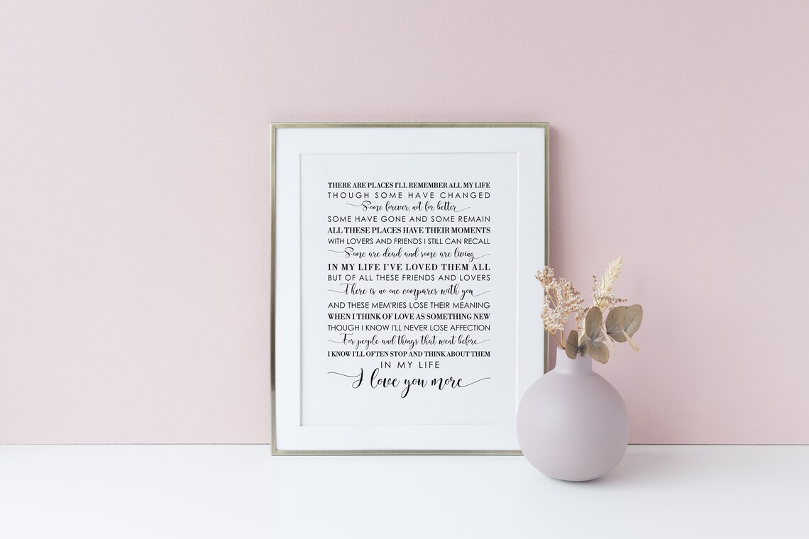 In My Life by The Beatles Love Song Lyrics Typography Wall Art - Image 6