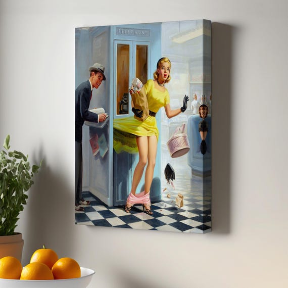 Pin Up Girl Wall Art Housewarming Gifts Framed Canvas N Modern Decor Print