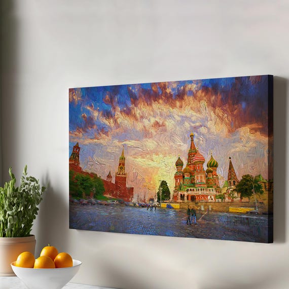 Basil Cathedral In Red Square Canvas Art Gift For Home Decor Housewarming Framed Wall Office