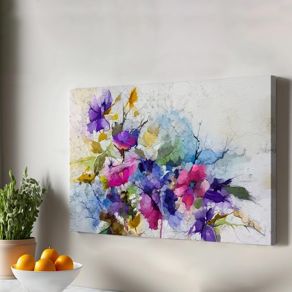 Modern Art Abstract Flowers Decorative Canvas Wall Flower Framed Decor