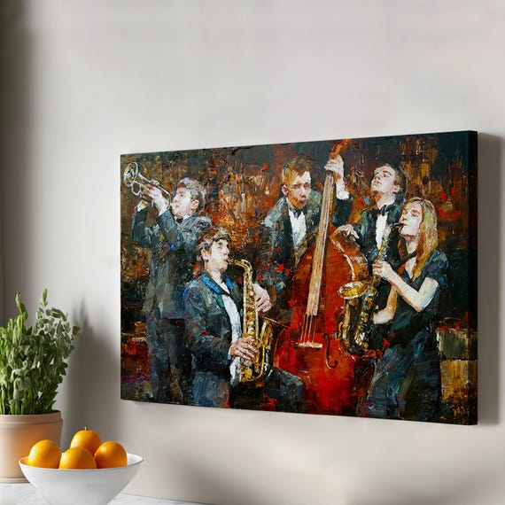 Jazz Musical Canvas Art Housewarming Gifts Music Print Wall Large Modern Decor