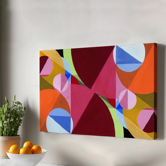 Abstract Art Cut At Rght Angles Housewarming Gifts Illustration Canvas Wall Modern Decor Large
