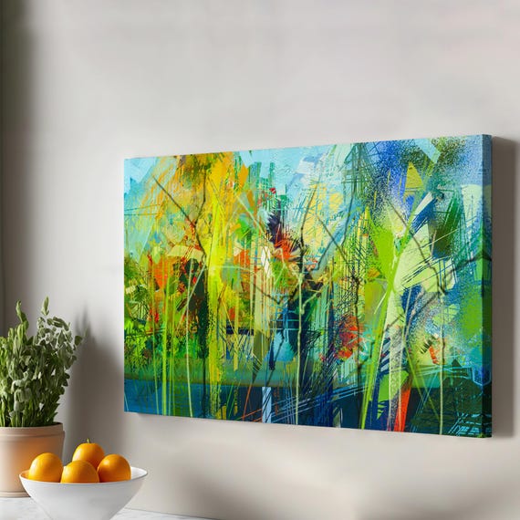 Abstract Oil Painting Look Decorative Canvas Wall Art Framed Print Modern Decor