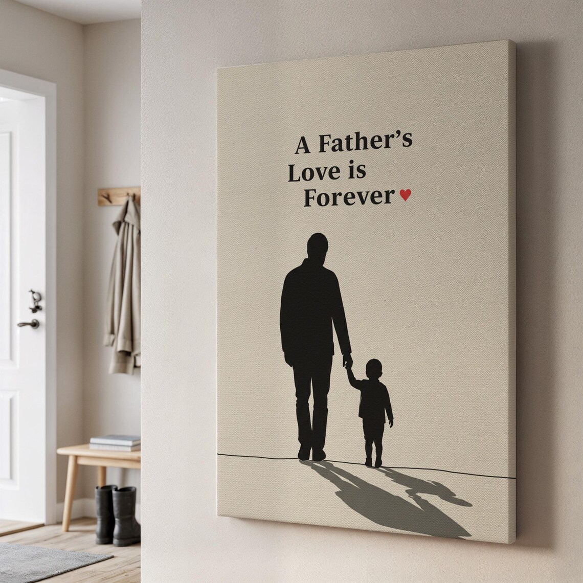 A Fathers Love Is Forever Dad and Child Silhouette Quote Poster