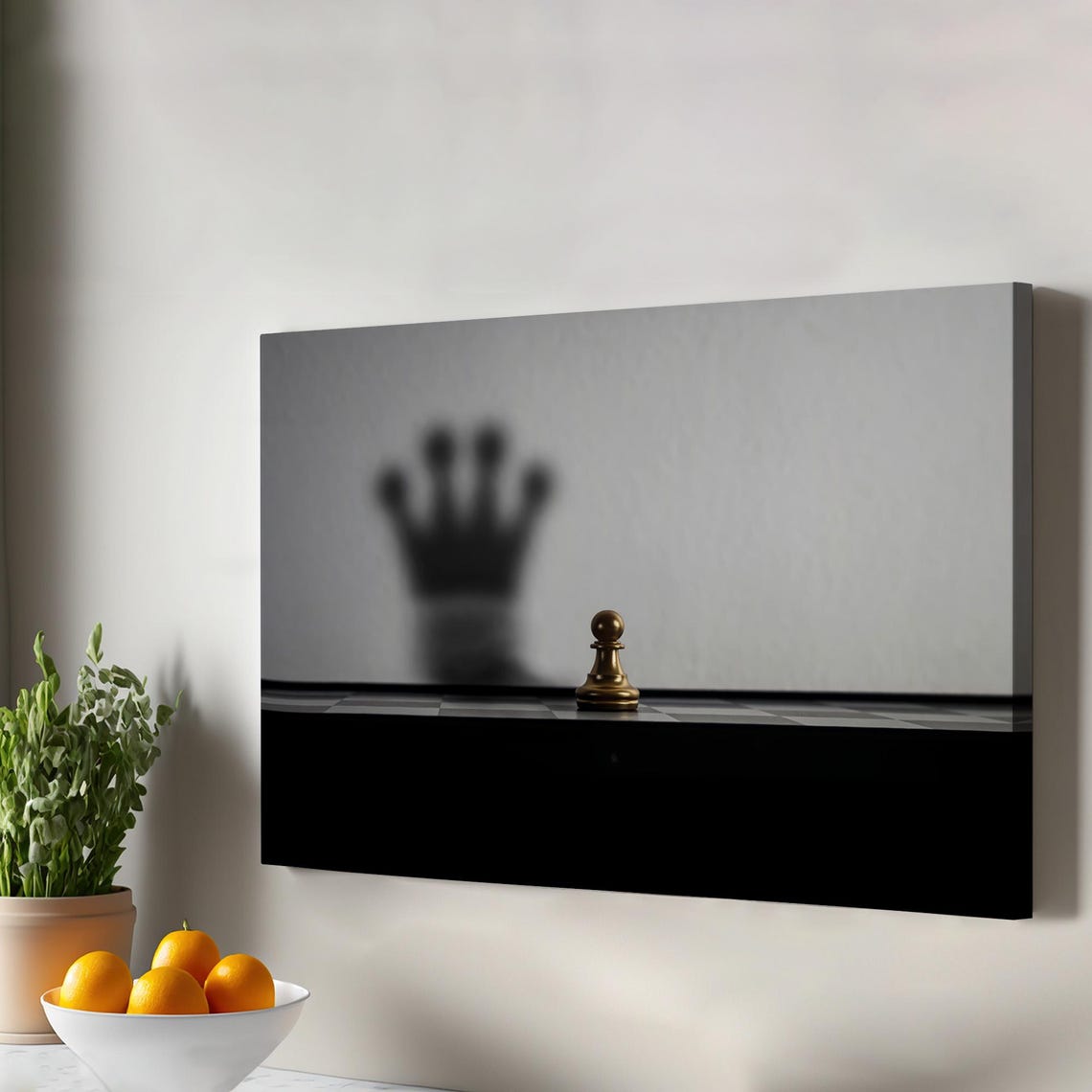 Chess Pawn Casting Crown Shadow Motivational Strategy Poster