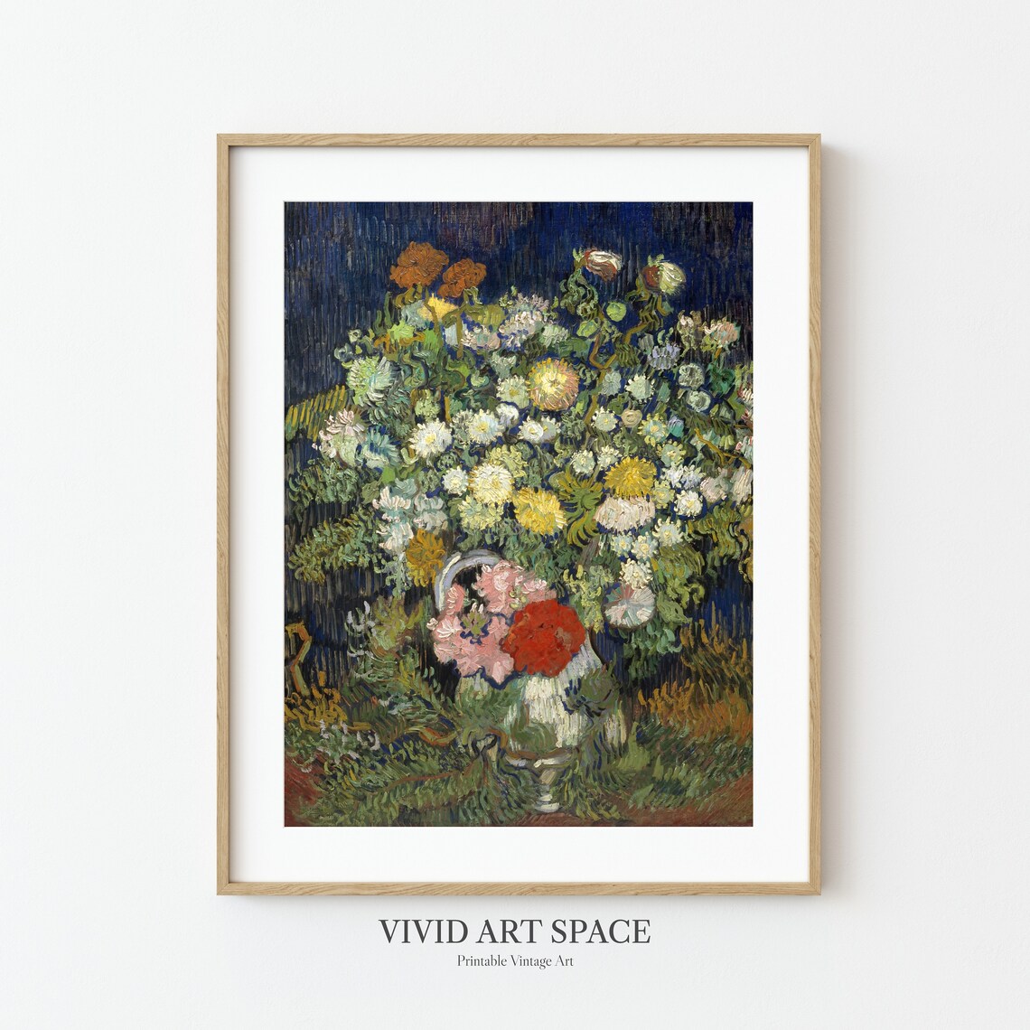 Van Gogh Bouquet Of Flowers In A Vase Art Print - Image 3