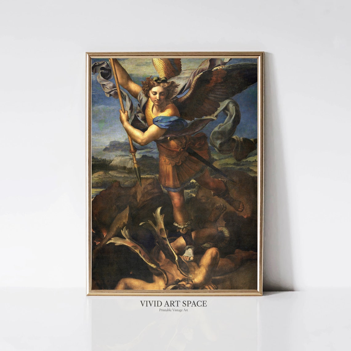 Raphael St Michael Vanquishing Satan Dramatic Renaissance Art Print - Image 3