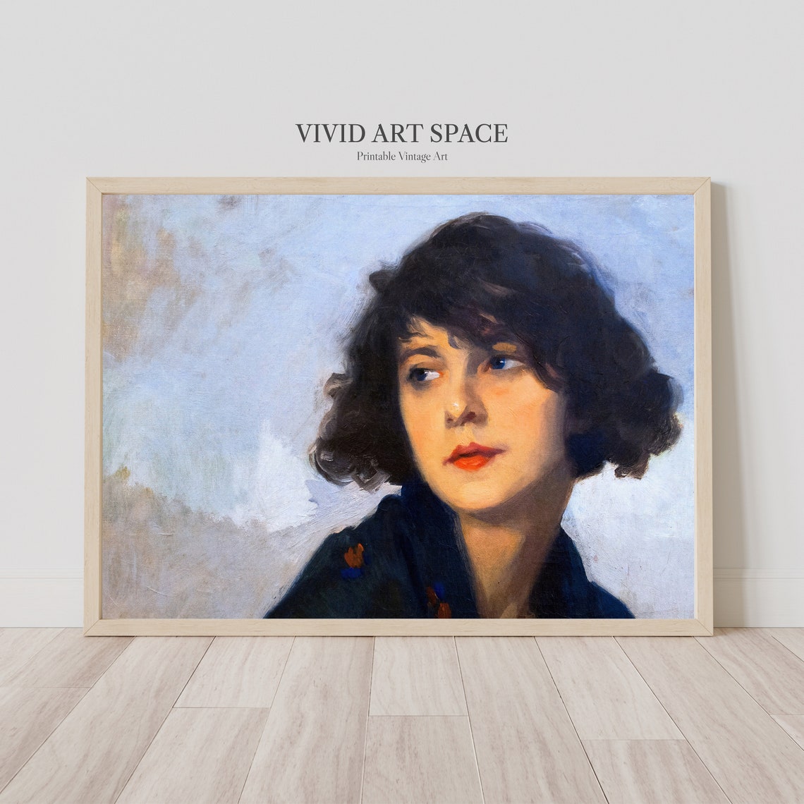 French Woman Portrait Painting Vintage Woman Portrait Antique Woman Print Printable Wall Art - Image 2