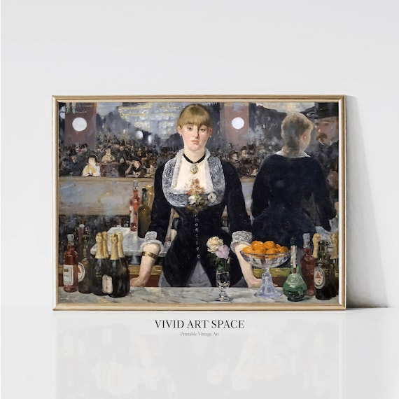 Edouard Manet Bar At Foliesbergre Impressionist Woman Portrait Painting Vintage Club Print Printable Wall Art