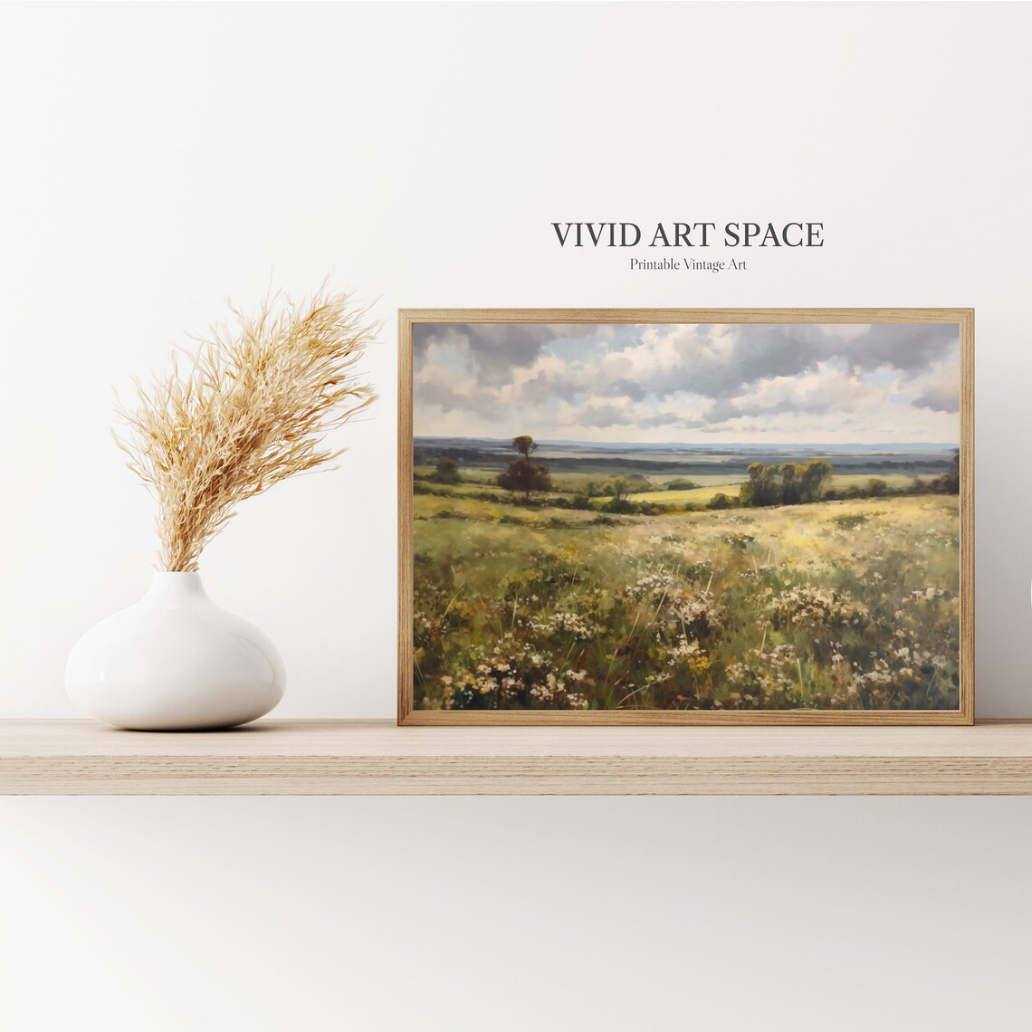 Muted Meadow Wildflowers Painting, Rustic Spring Art Print - Image 3
