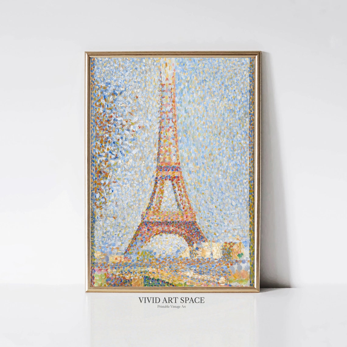 Georges Seurat Pointillist Eiffel Tower Paris Blue Sky Art Poster