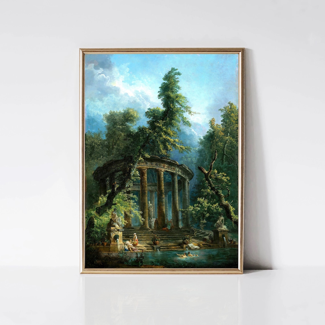 The Bathing Pool by Hubert Robert, Classic Art Print