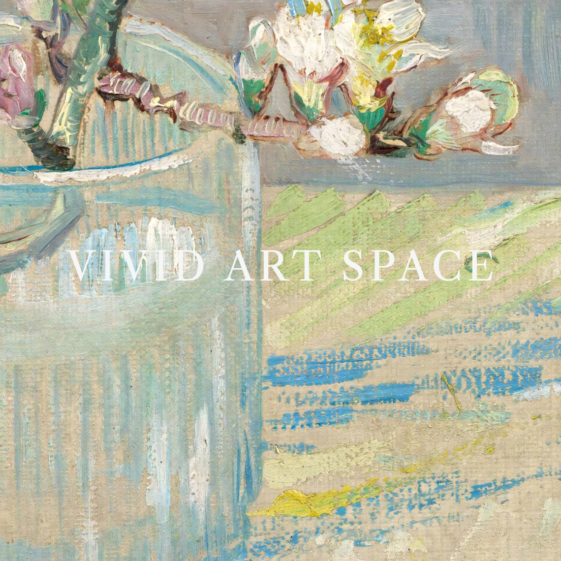 Vincent Van Gogh Flowering Almond Branch Glass Vase Art Print - Image 2