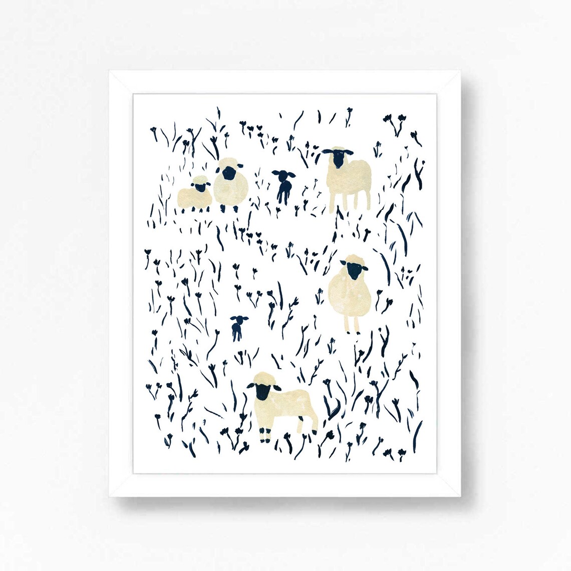 Sheep and Lamb Farm Nursery Kids Poster Print