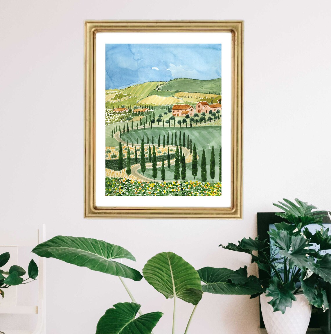 Tuscany Watercolor Travel Poster, Italy Countryside - Image 3