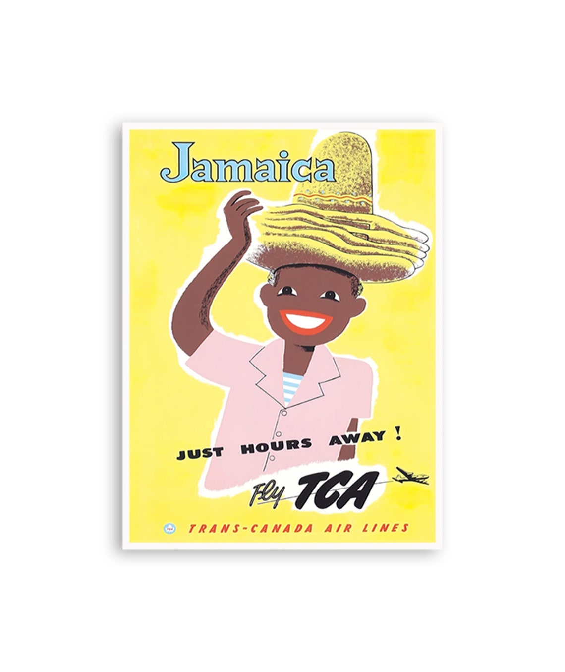 Jamaica Fly TCA Trans Canada Air Lines Vintage Caribbean Travel Poster