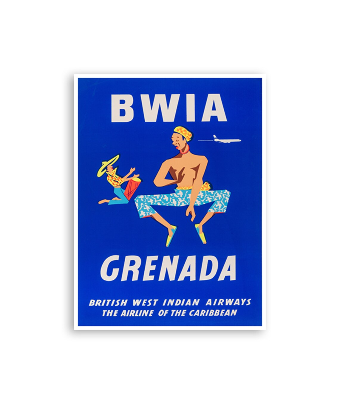Grenada Caribbean Island Dancers BWIA Airline Vintage Travel Poster