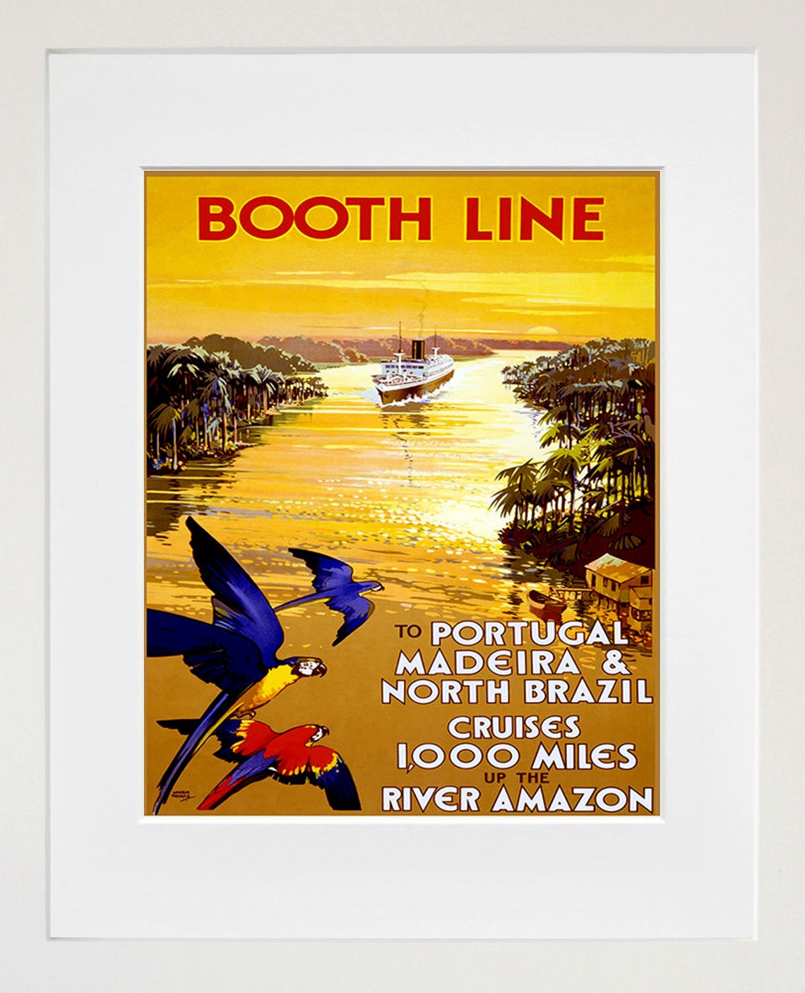 Booth Line Amazon River Cruise Steamship Vintage Travel Poster - Image 2
