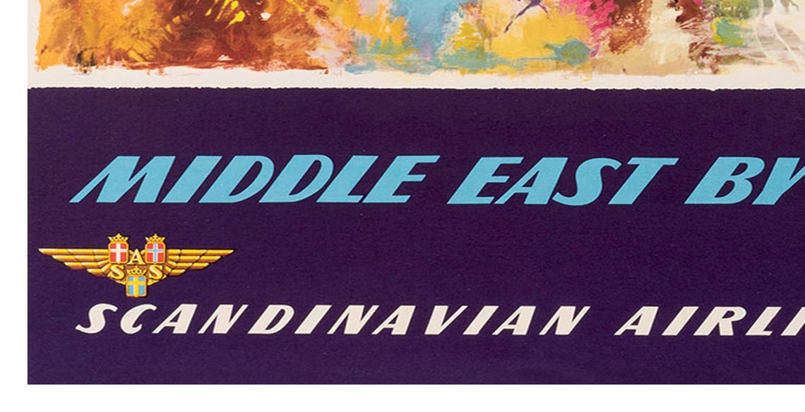 Middle East by SAS Vintage Travel Poster Scandinavian Airlines Art - Image 2