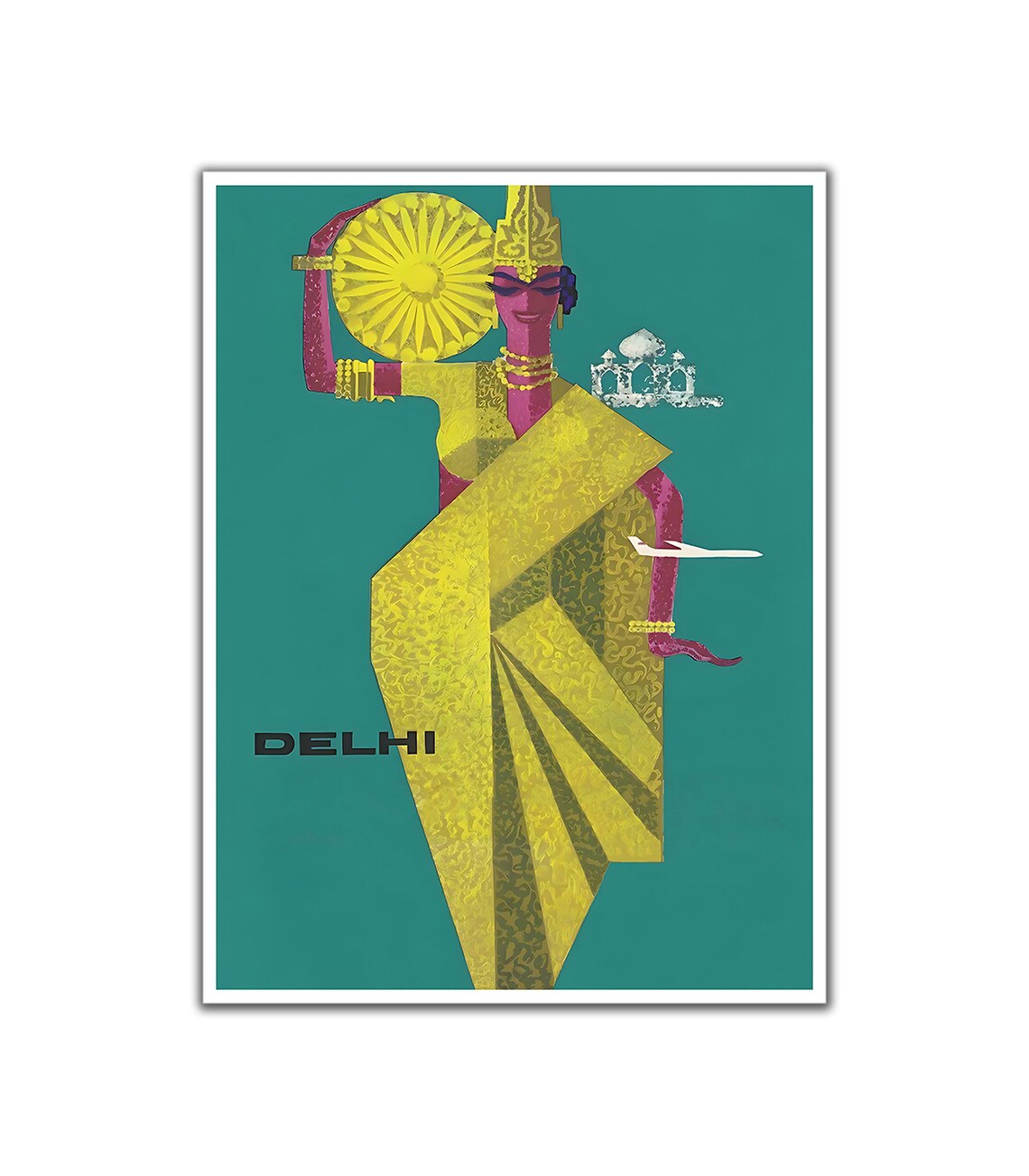 Delhi Retro Travel Poster, India Wall Art Print