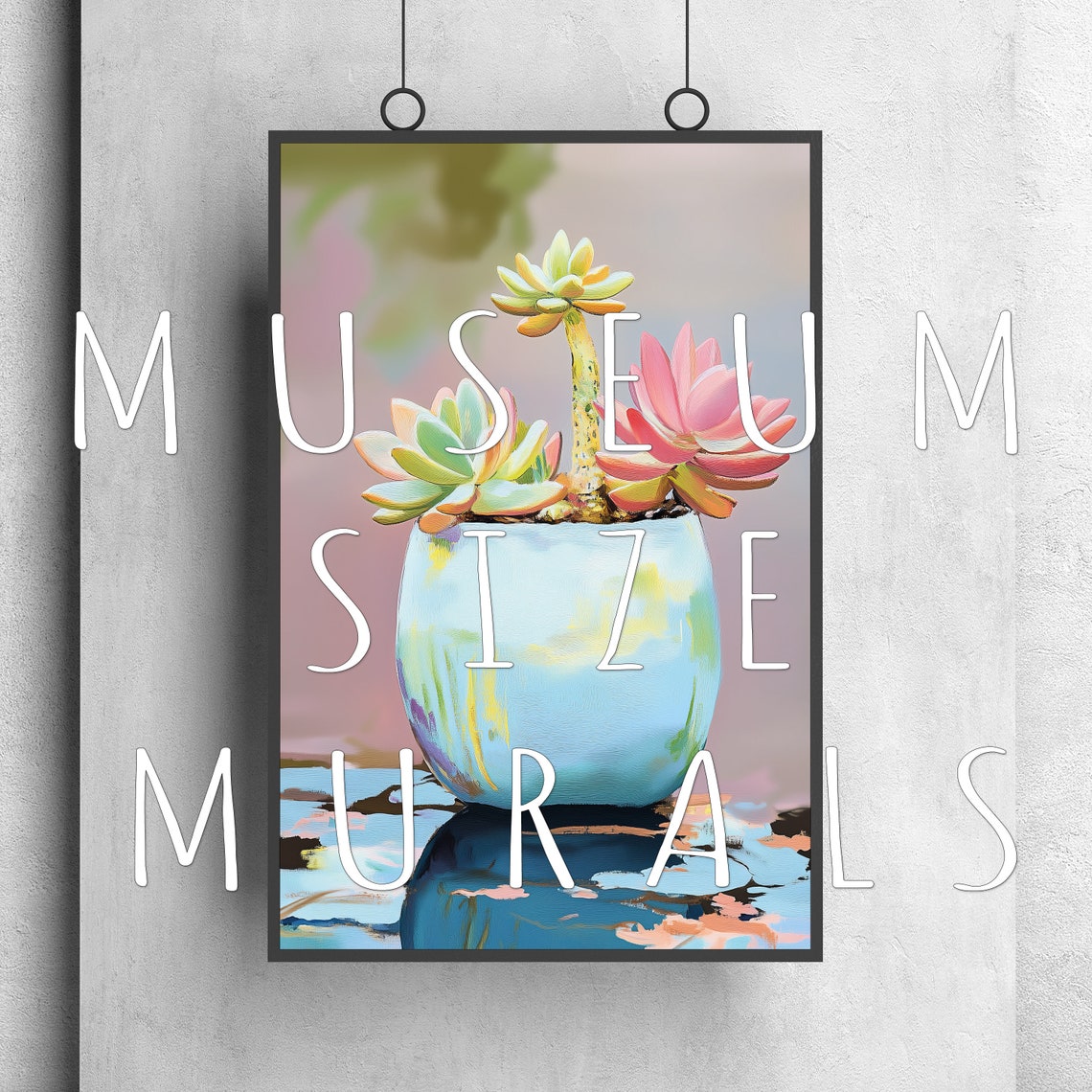 Pastel Succulent Arrangement Light Blue Pot Colorful Botanical Print - Image 3