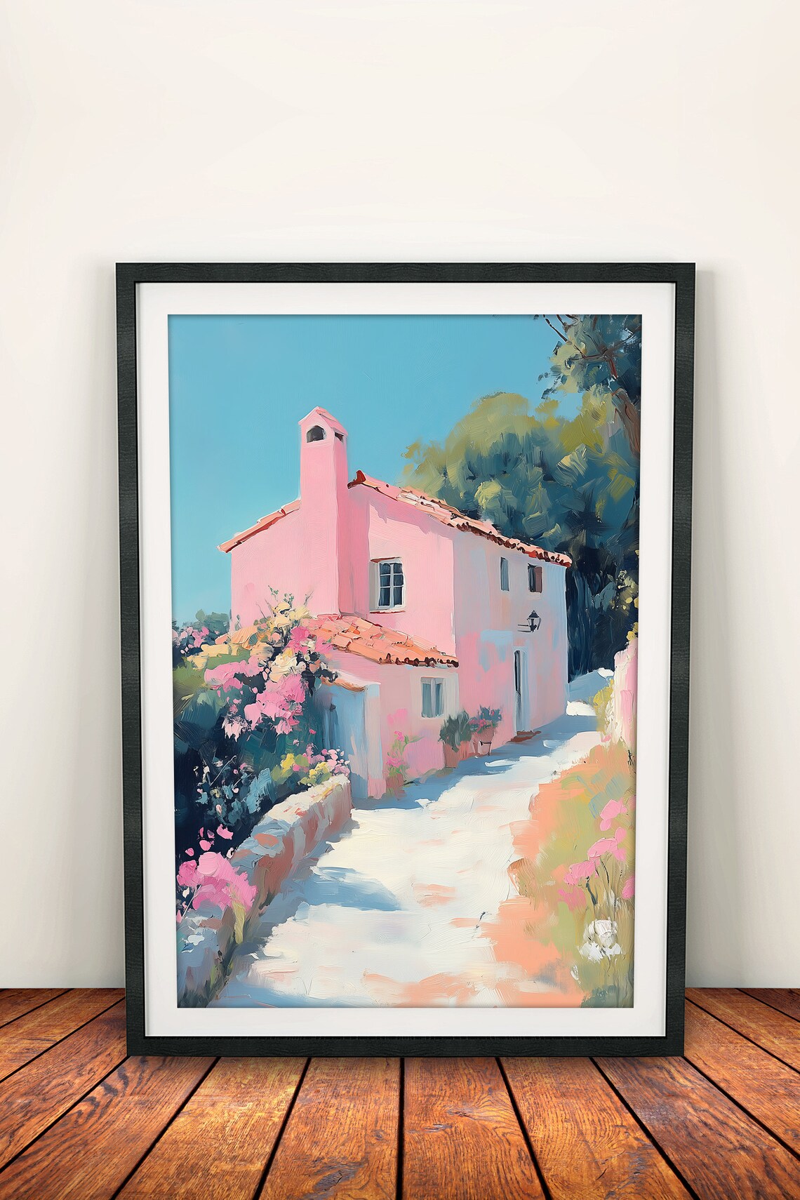 Pastel Hill House Countryside Painting Pastel Village Scene Small Village Art Tranquil Cozy Village Art Rustic Village Charm Painting - Image 2