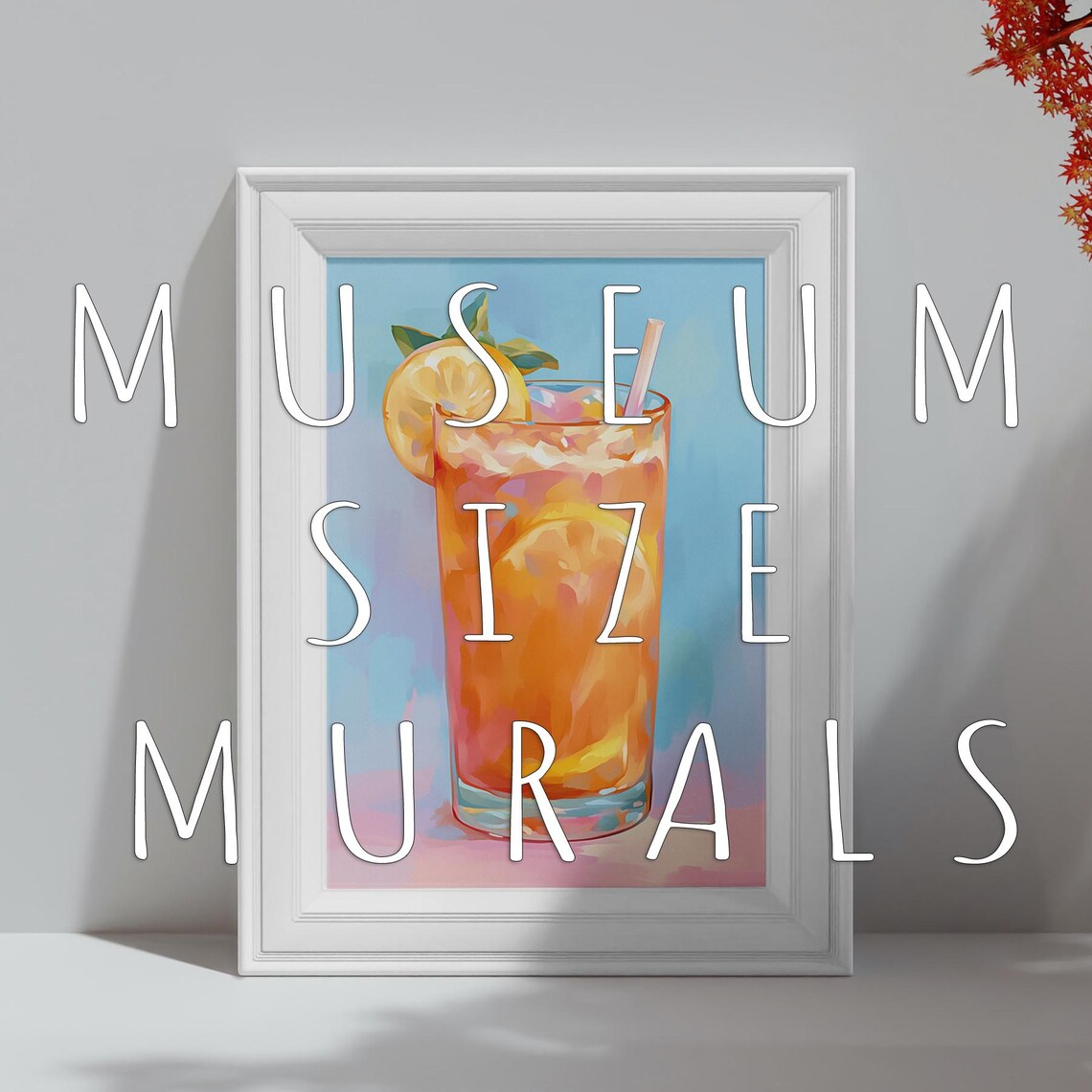 Iced Lemon Tea Tall Glass Mint Straw Refreshing Summer Drink Pastel Wall Art - Image 3