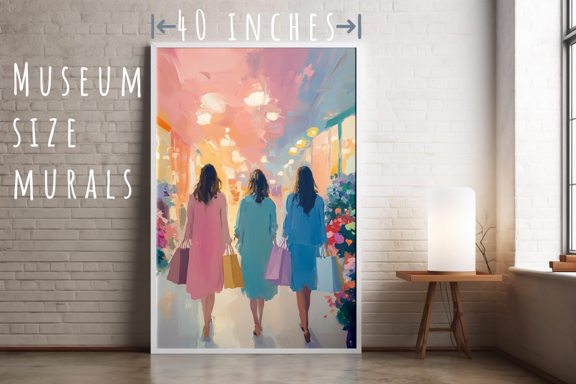 Three Women With Shopping Bags Walking Through A Bright Mall Poster - Image 5