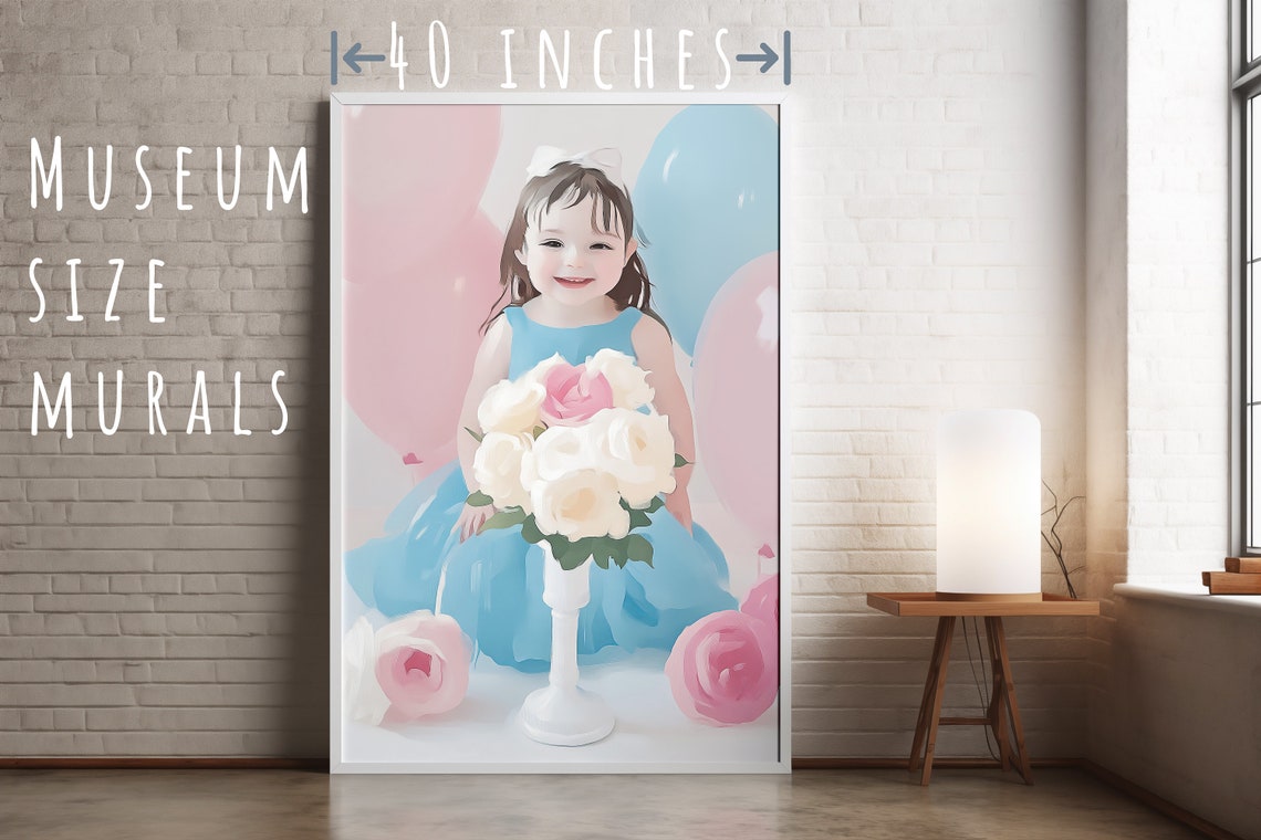 Little Girl With White Flower Bouquet Pastel Nursery Art Poster - Image 5