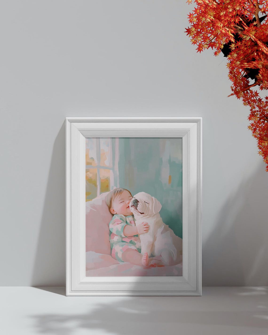 Pastel Cute Baby Adorable Puppy Playful Puppy Art Colorful Baby Art Laughter Art Piece Heartwarming Art Baby Pet Love Joyful Baby - Image 4