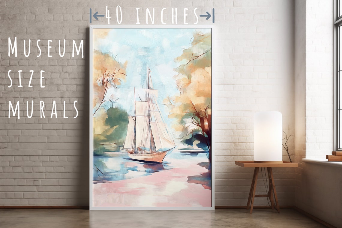 Sailboat Sailing Past Golden Trees Calm River Nautical Poster - Image 5