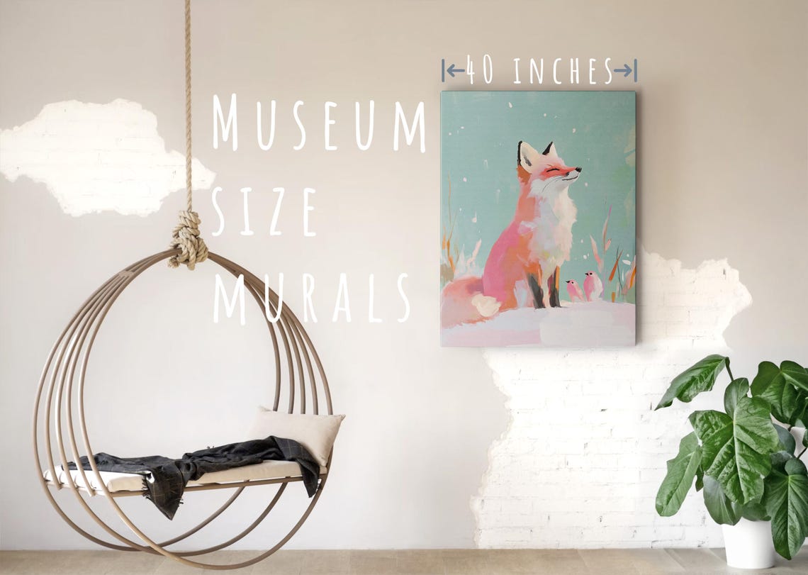 Cute Fox With Birds Print Pastel Fox Art Fox With Stars Winter Fox Art Fox In Snowflakes Wall Art Starry Night Fox Bird On Fox Art - Image 5