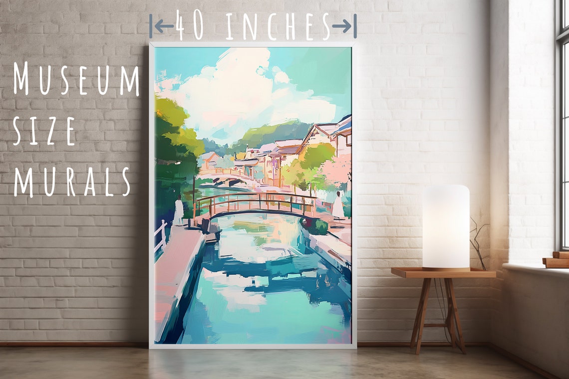 Arched Bridge Over Turquoise Canal in Old Town Pastel Travel Poster - Image 5