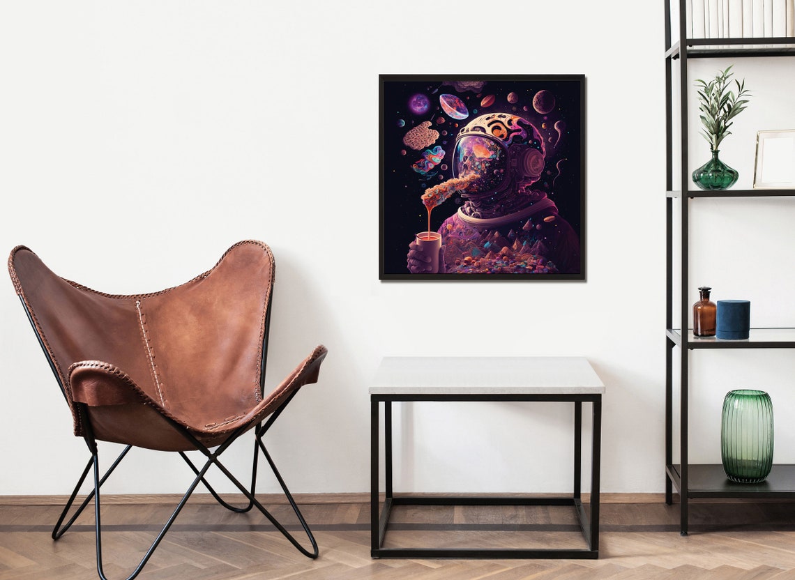 Psychedelic Astronaut Trippy Space Skull Cosmic Coffee Poster - Image 3
