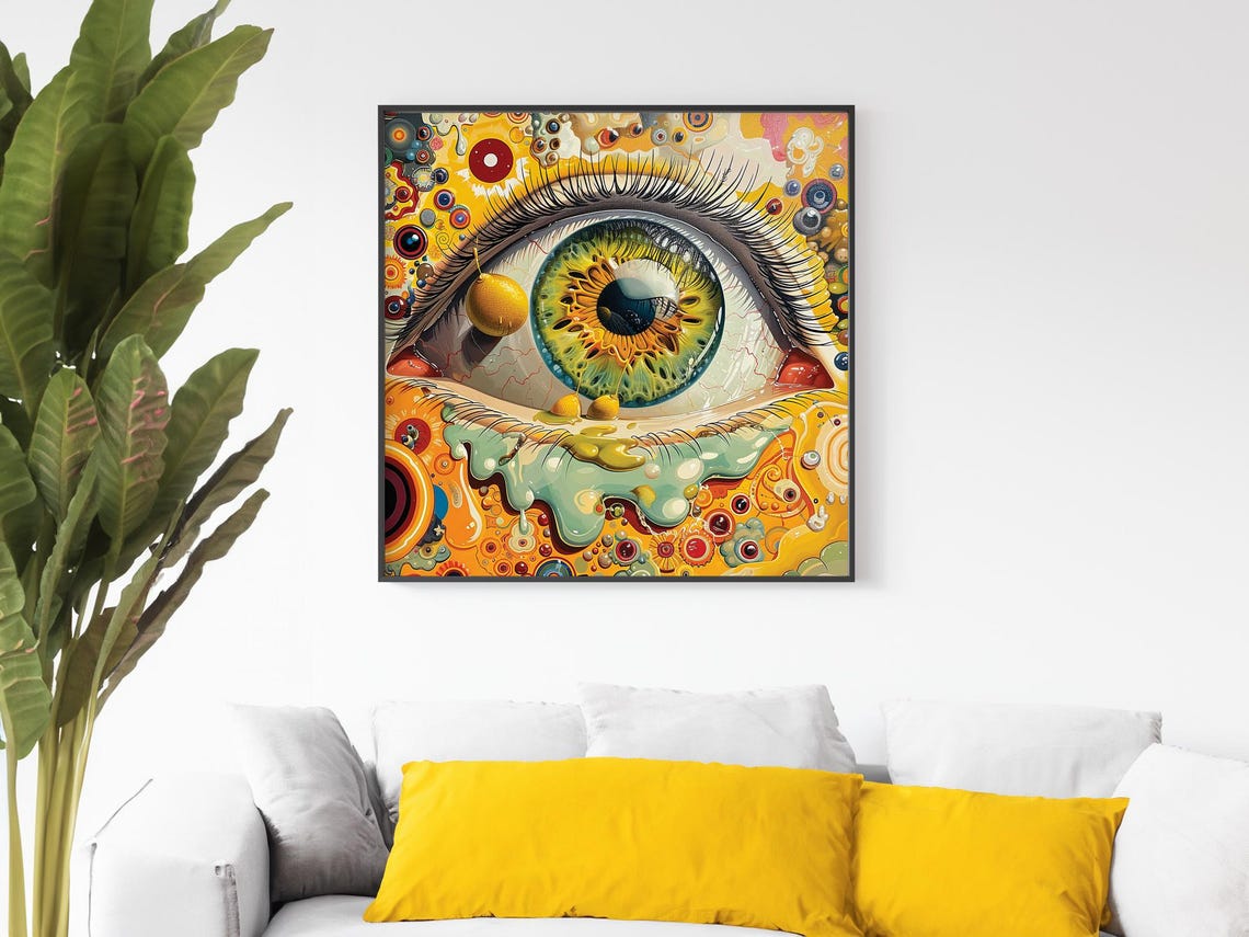 Giant Human Eye Macro Psychedelic Yellow Orange Surreal Art Poster - Image 5