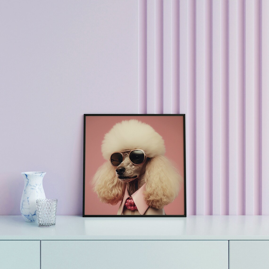 Poodle In Sunglasses Pink Fashion Portrait Stylish Dog Art Poster - Image 5
