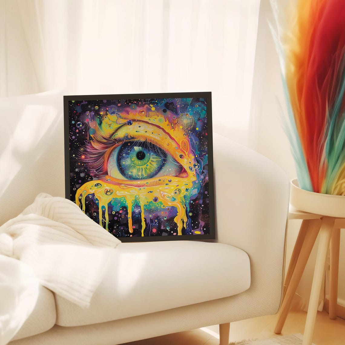 Psychedelic Melting Eye Cosmic Dripping Colors Trippy Art Poster - Image 3