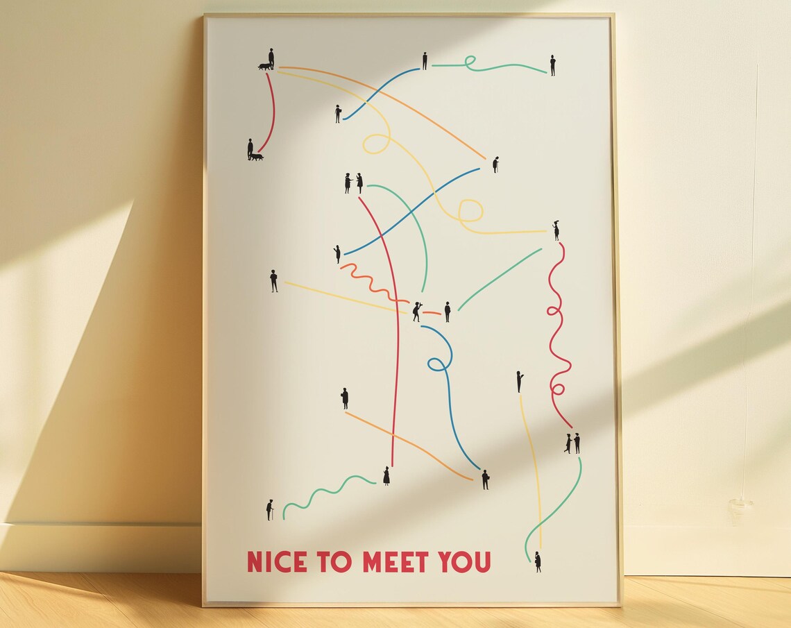 Tiny Humans Walking, Minimalist Retro Art Print