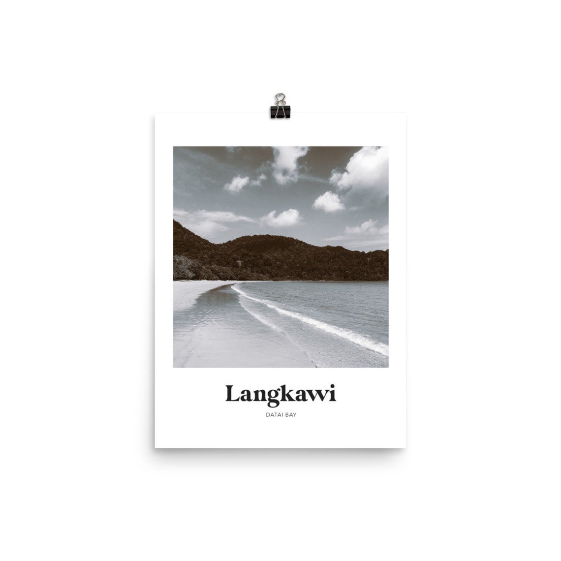 Langkawi Datai Bay Black and White Beach Photo Minimalist Poster - Image 3