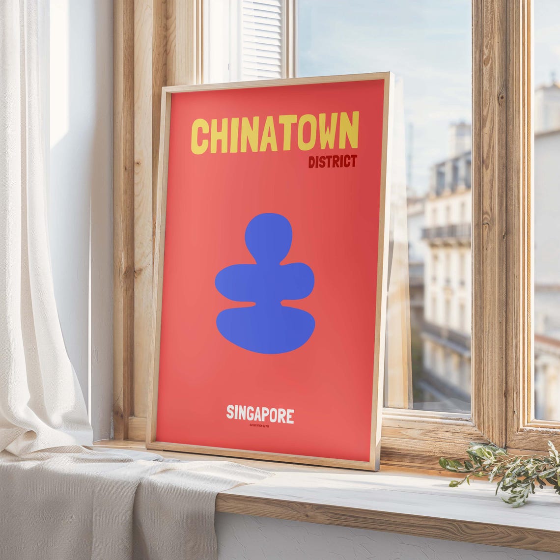 Singapore Chinatown District Bold Red Retro Graphic Travel Poster - Image 3