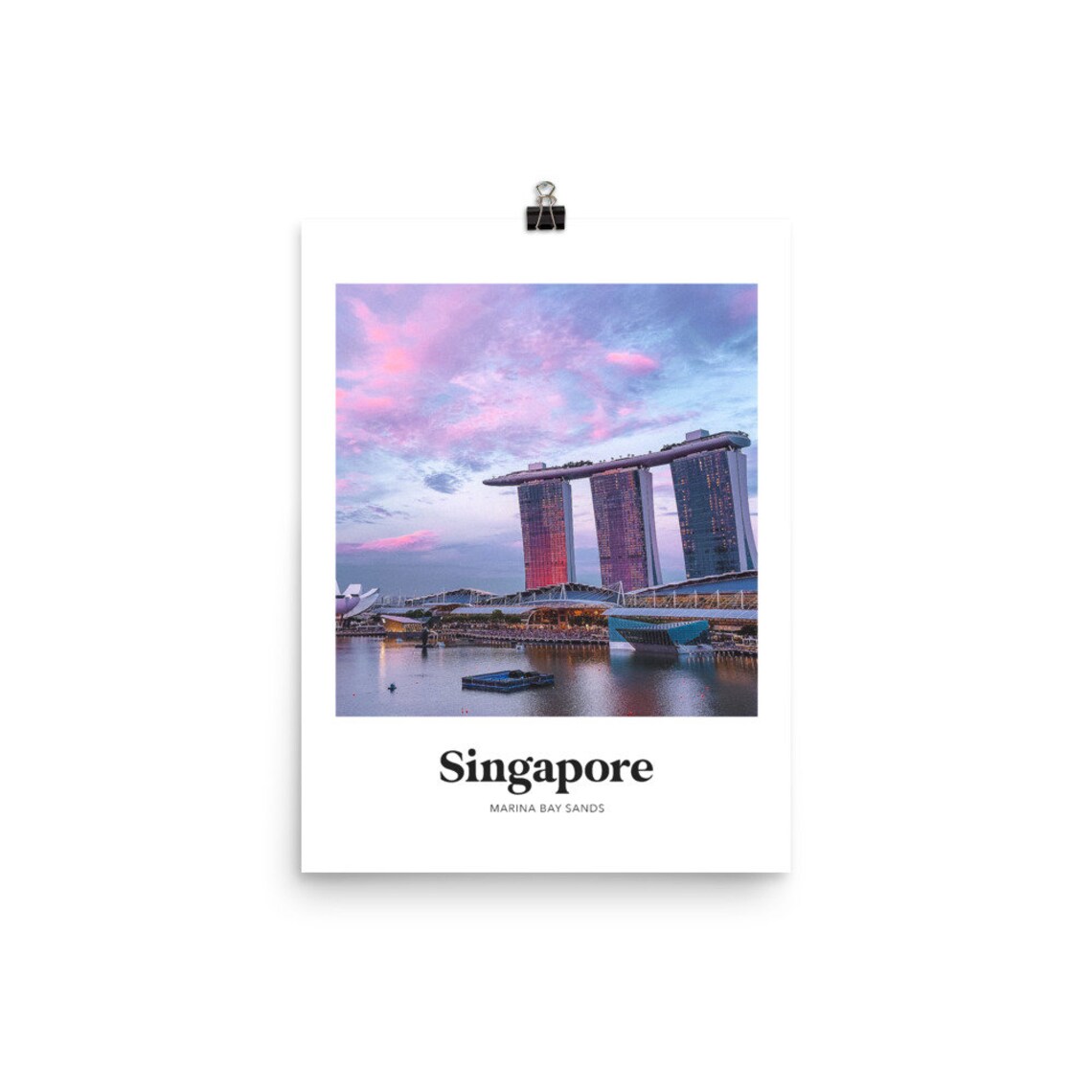 Singapore Marina Bay Sands Pink Sunset Skyline Photography Poster - Image 2