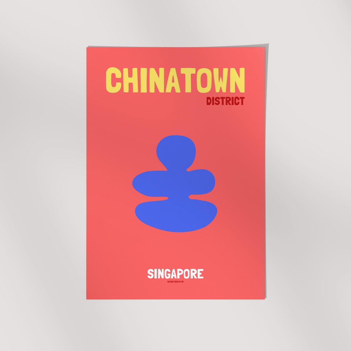 Singapore Chinatown District Bold Red Retro Graphic Travel Poster