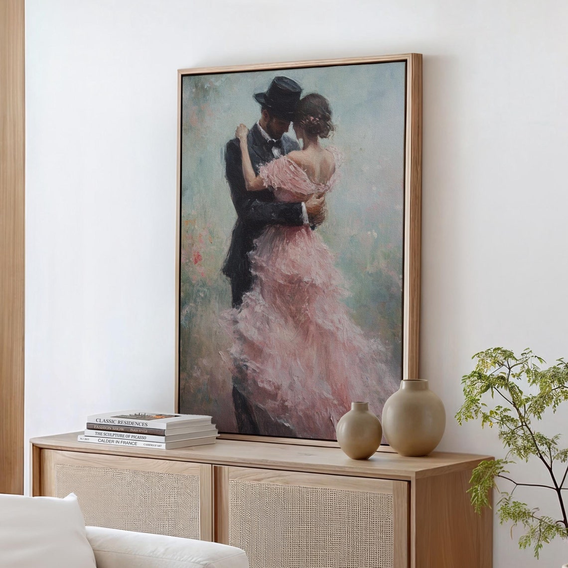 Romantic Couple Dancing Pink Gown Impressionist Love Art Print