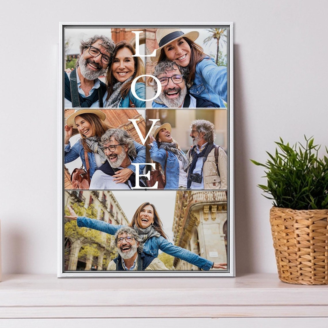 Personalized Couple Travel Photo Collage LOVE Memory Gift Poster