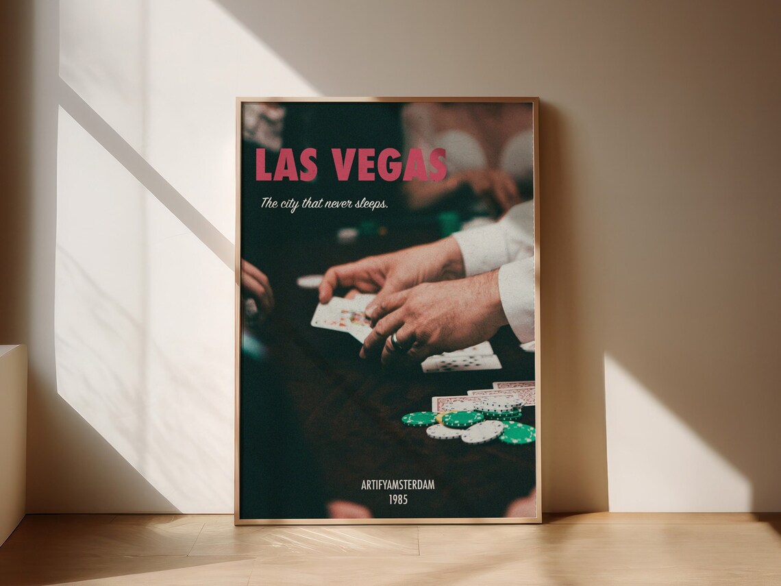 Las Vegas 1985 Casino Poker Night City That Never Sleeps Poster