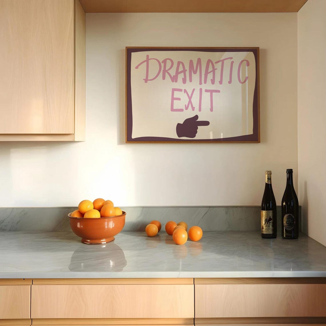 Trendy Dramatic Exit Door Sign Funny Wall Art Print Dark Purple Preppy Office Decor Dorm Teen Girl Horizontal - Image 3