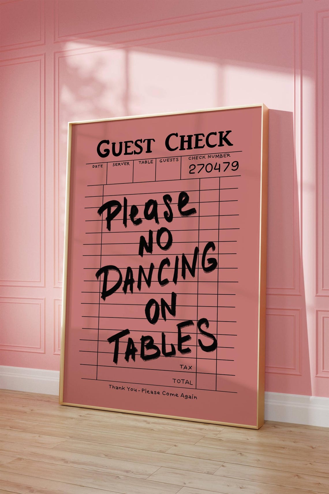 Please No Dancing On Tables Retro Vintage Guest Check Funny Bar Print - Image 3