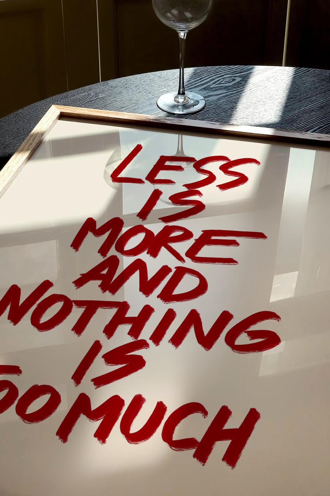 Less Is More And Nothing Is Too Much Red Minimal Brush Quote Poster - Image 2
